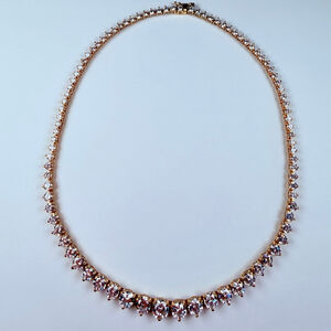 Estate 10K Solid Yellow Gold 22CT Cubic Zirconia CZ Tennis Vintage Necklace 15"